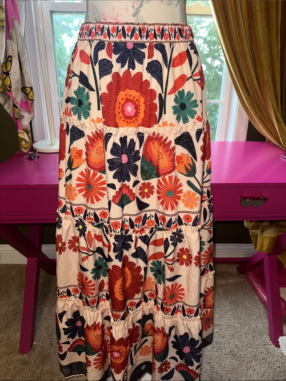 Floral Tiered Maxi Skirt - Multicolor - Picture 2 of 6
